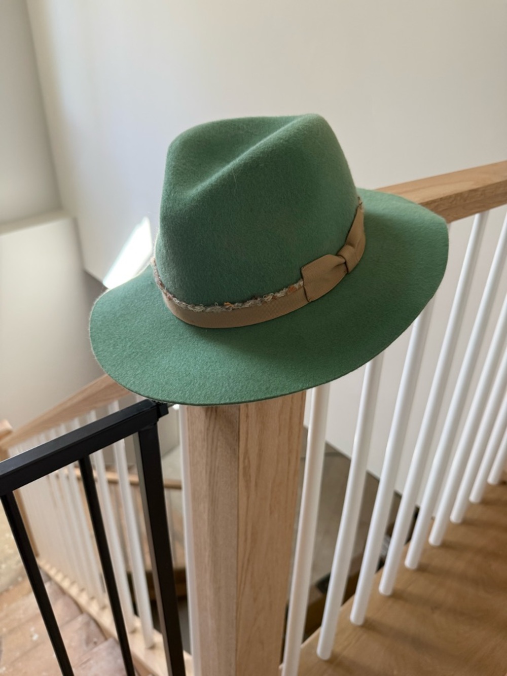 Grace Hats Green Felt Fedora with Tan Band